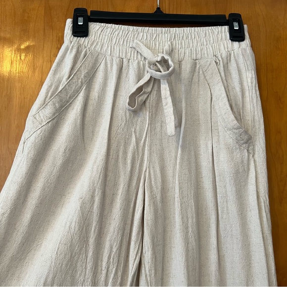 Sienna Sky Cream Wide-Leg Lenin Pants Size S - Picture 2 of 6